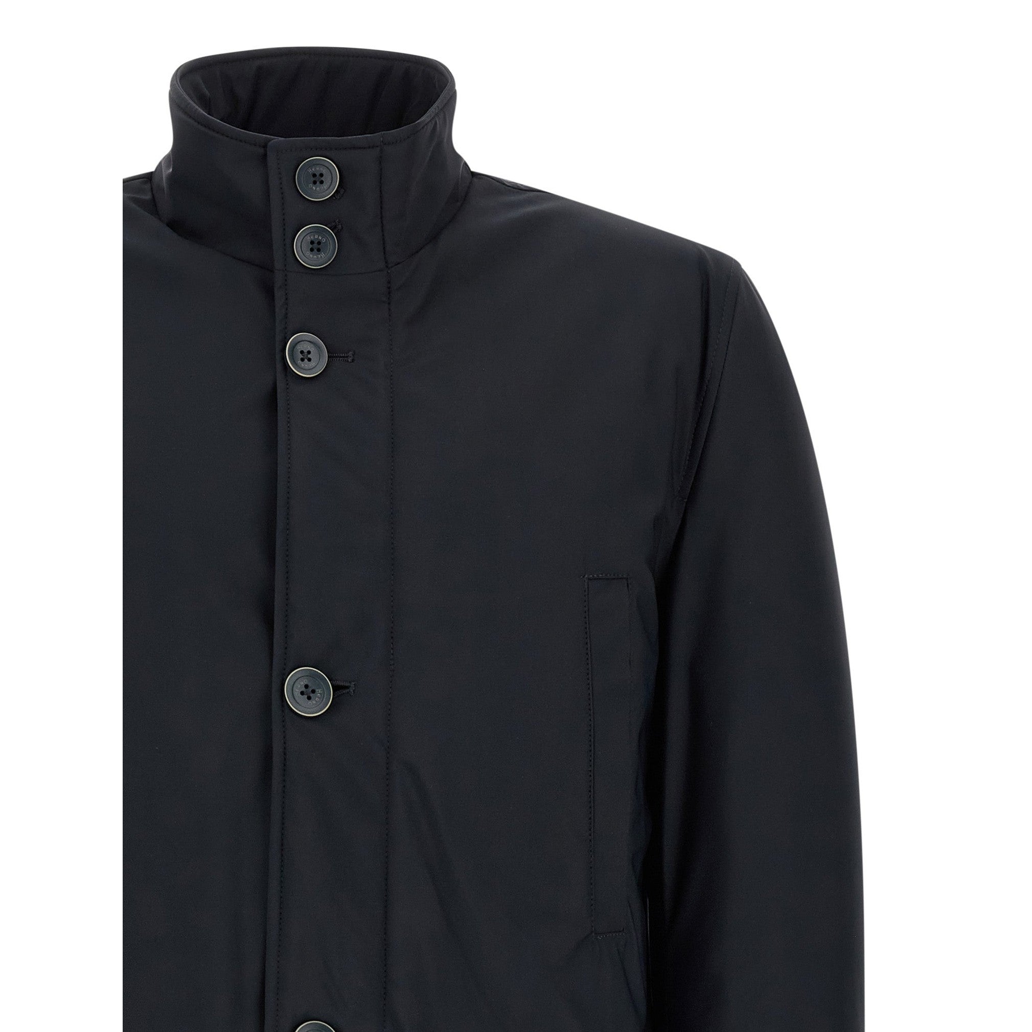Blue Polyamide Full-Length Jacket