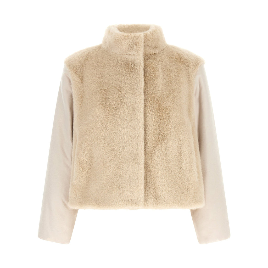Beige Polyester Full-Length Jacket