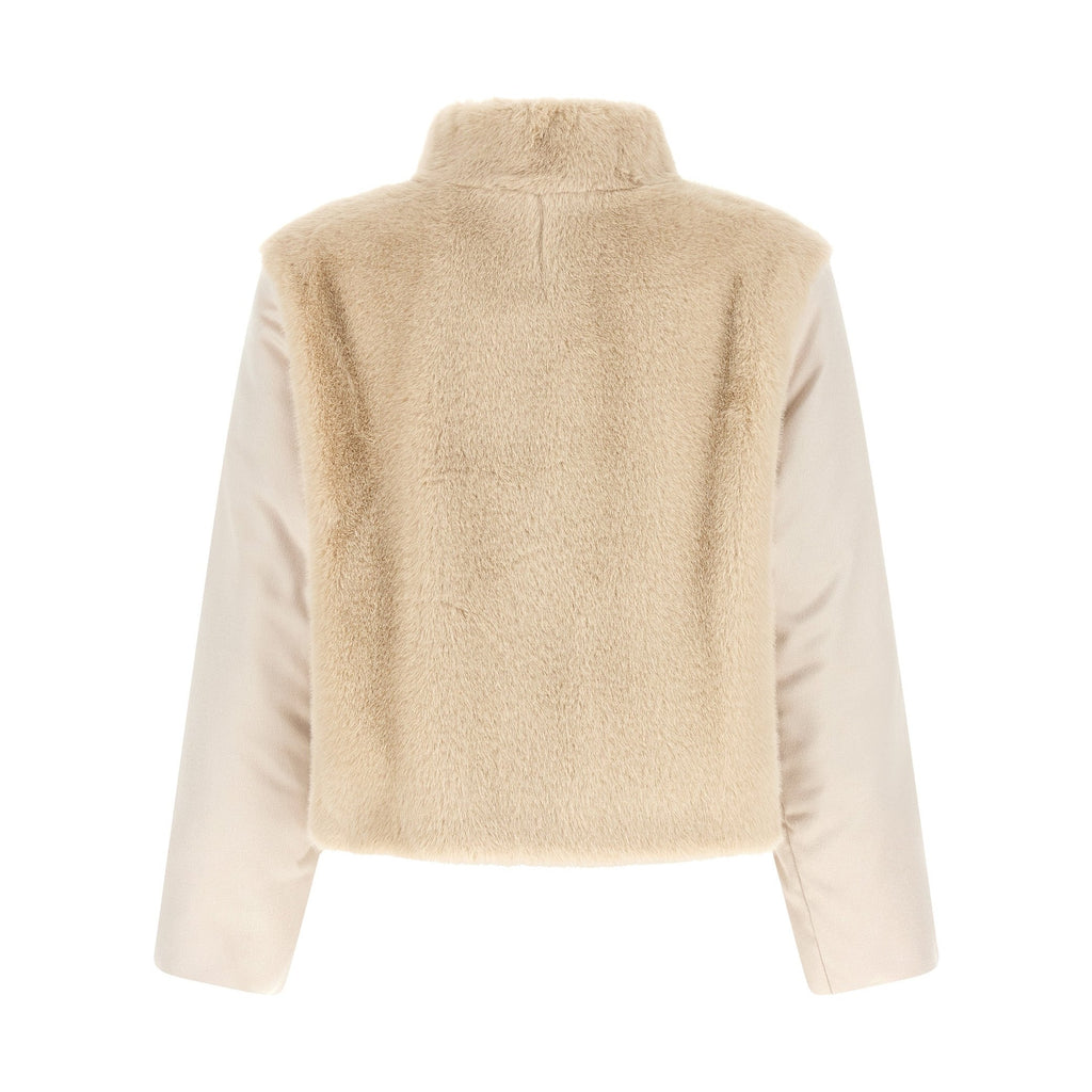 Beige Polyester Full-Length Jacket