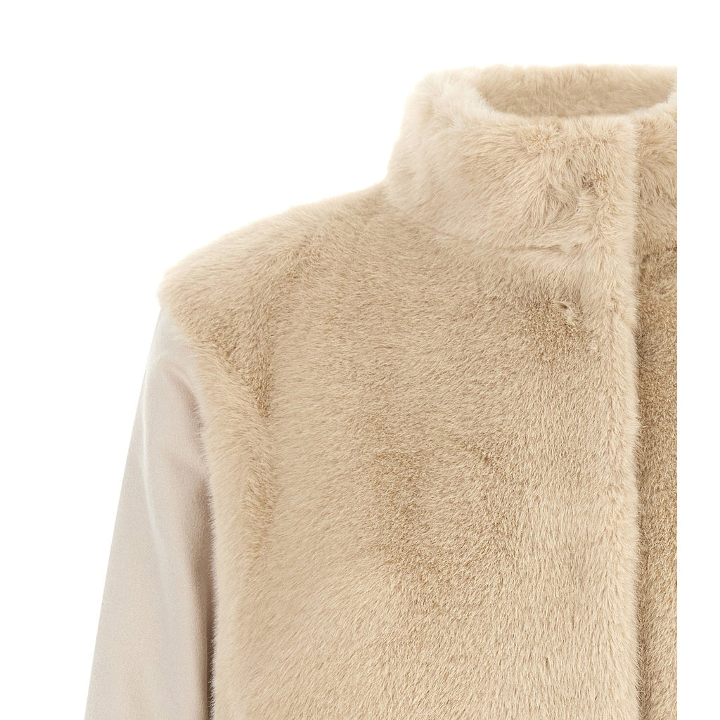 Beige Polyester Full-Length Jacket