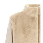Beige Polyester Full-Length Jacket