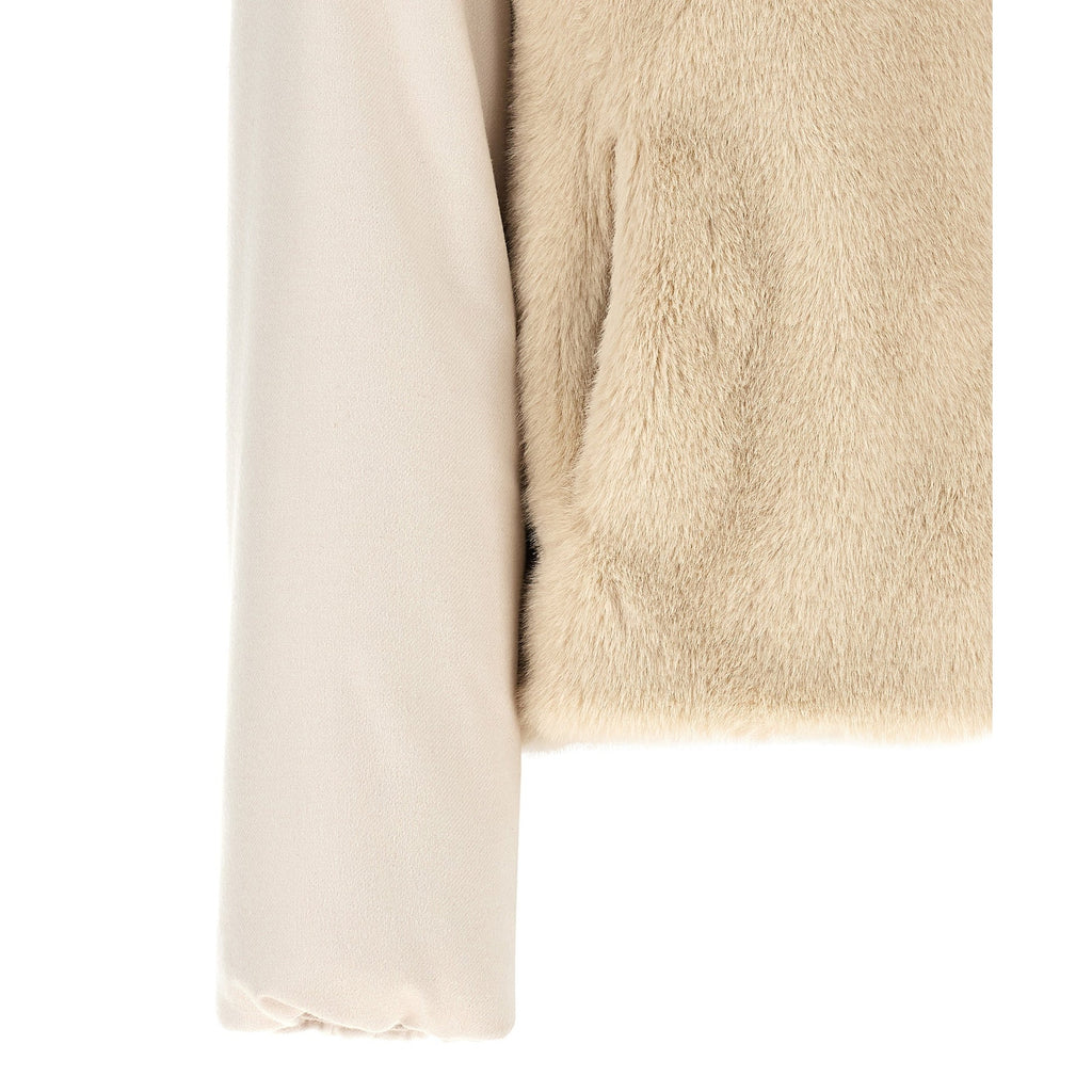Beige Polyester Full-Length Jacket