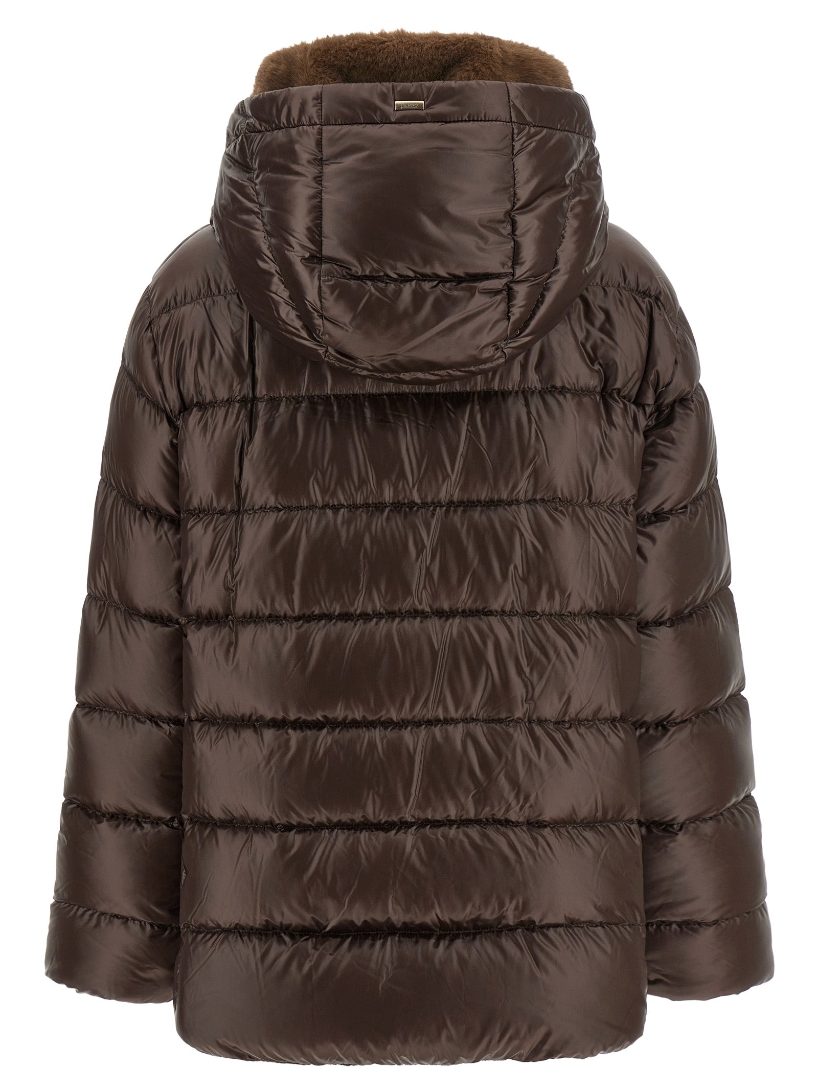 Brown Polyamide Full-Length Jacket