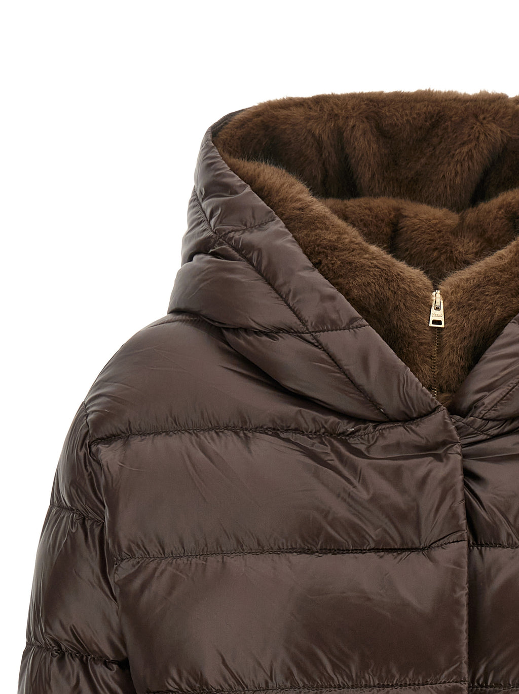 Brown Polyamide Full-Length Jacket