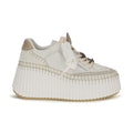 White Calf Leather Bos Taurus Platform Sneakers