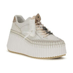White Calf Leather Bos Taurus Platform Sneakers