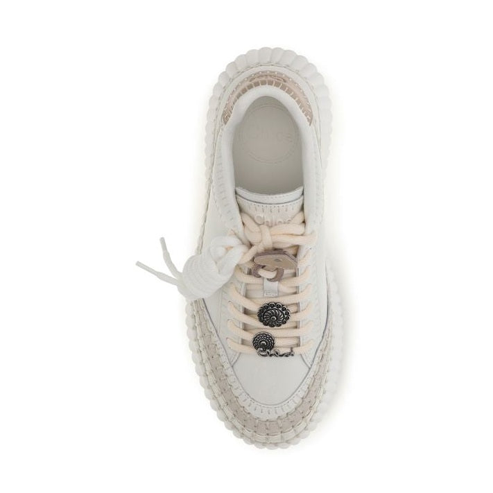 White Calf Leather Bos Taurus Platform Sneakers
