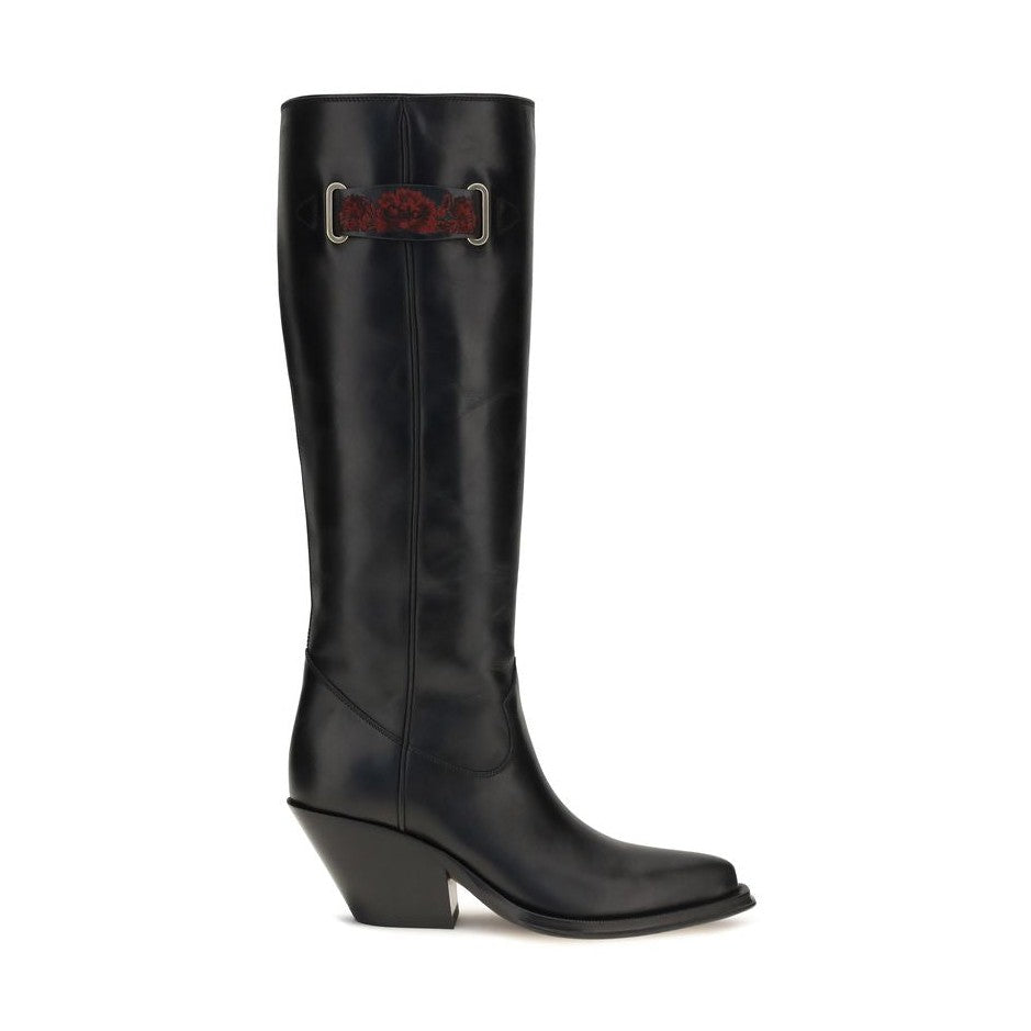 Black Calf Leather Bos Taurus Over The Knee