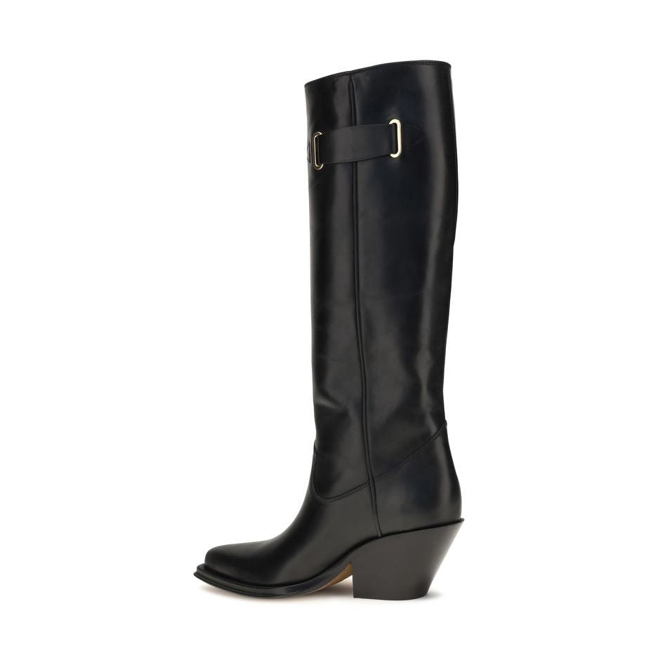 Black Calf Leather Bos Taurus Over The Knee
