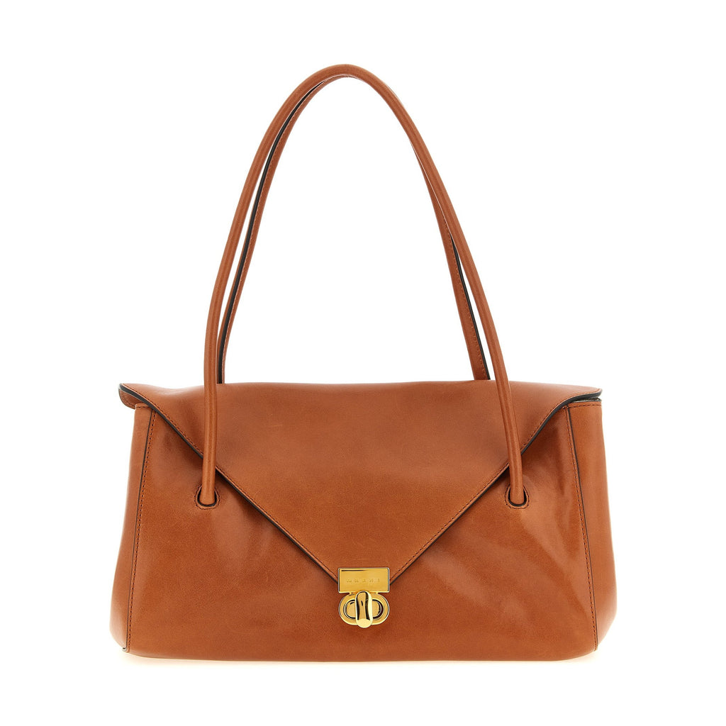 Brown Calfskin Shoulder Bag
