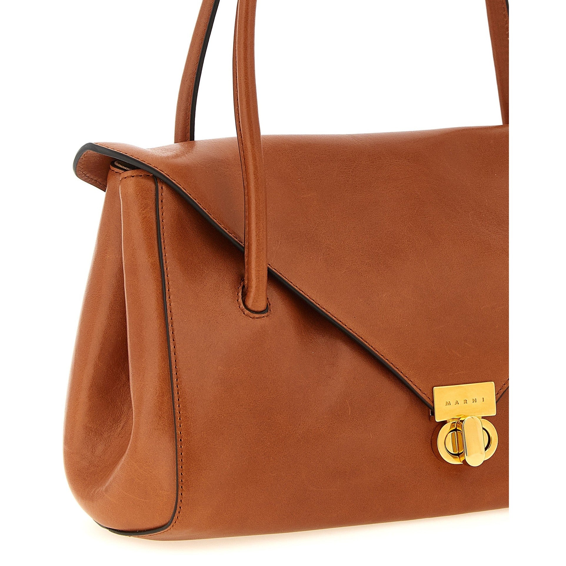 Brown Calfskin Shoulder Bag