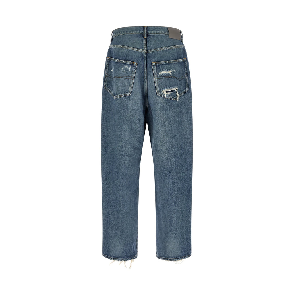 Blue Cotton Relaxed Fit Jeans