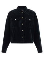 Blue Cotton Full-Length Jacket