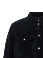 Blue Cotton Full-Length Jacket