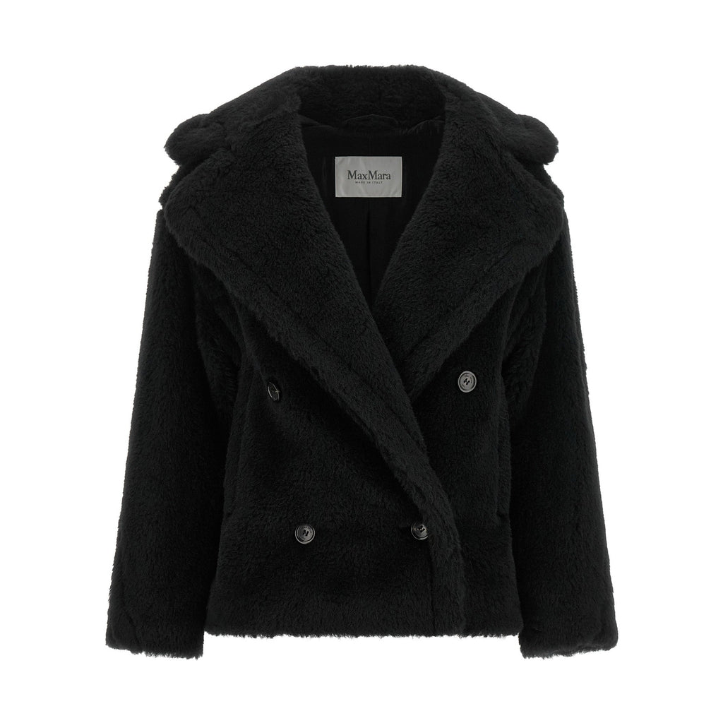 Black Alpaca Leather Coat