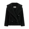 Black Alpaca Leather Coat