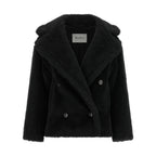 Black Alpaca Leather Coat