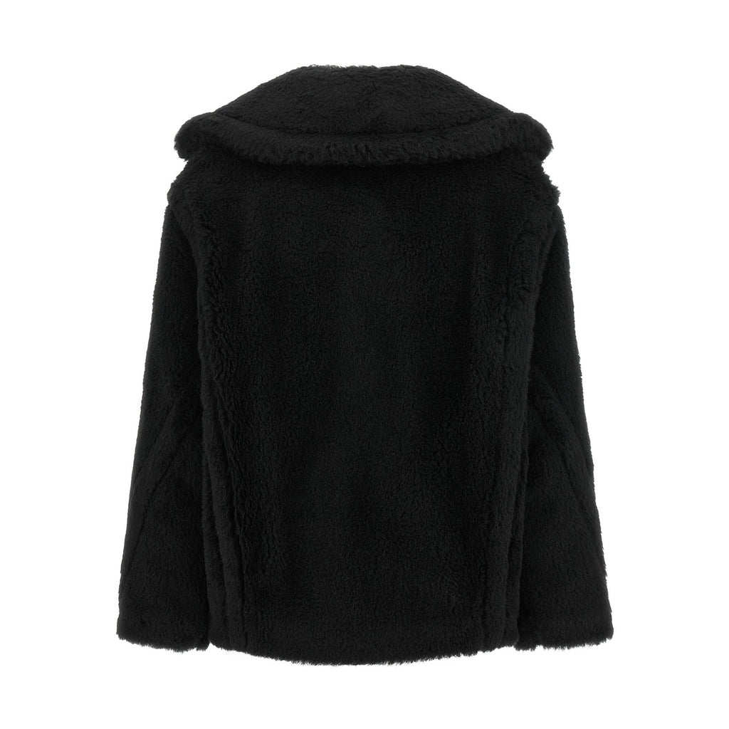 Black Alpaca Leather Coat