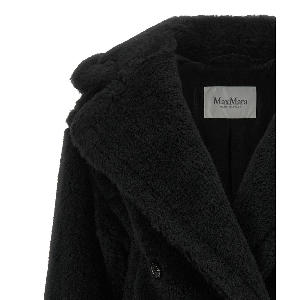 Black Alpaca Leather Coat