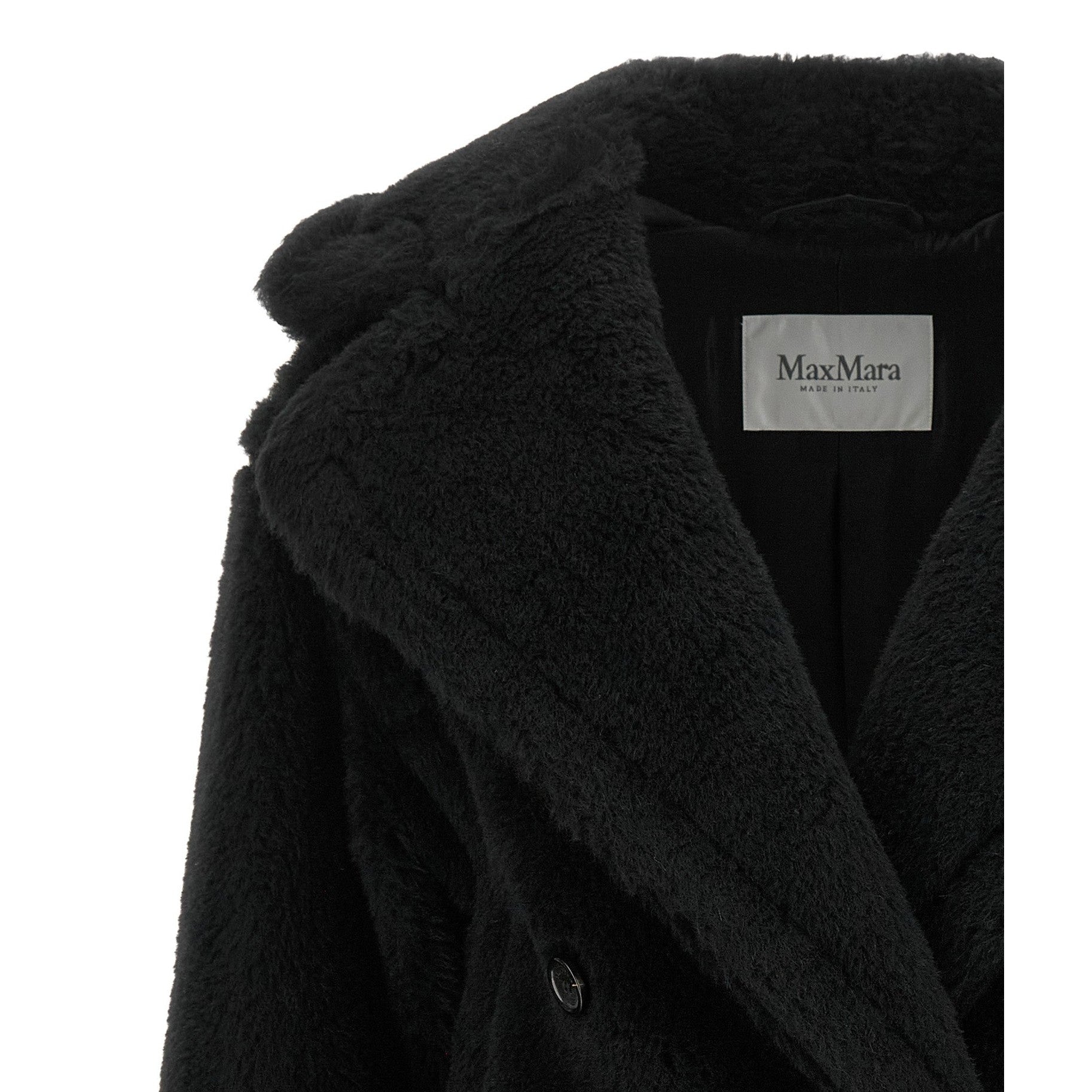 Black Alpaca Leather Coat