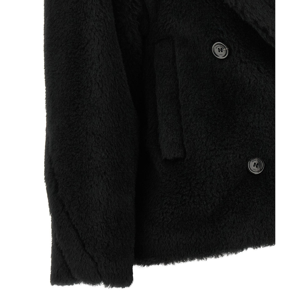 Black Alpaca Leather Coat