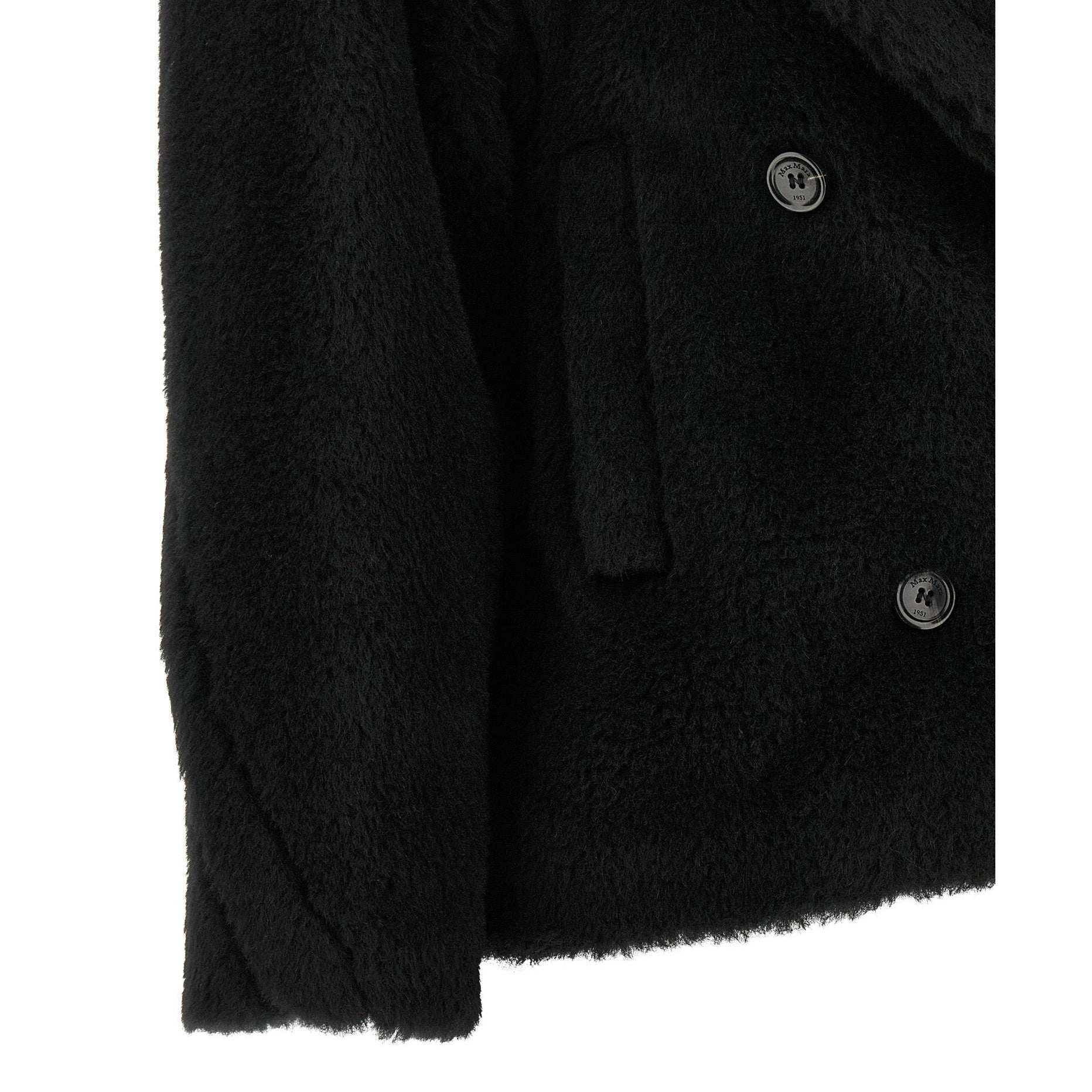 Black Alpaca Leather Coat