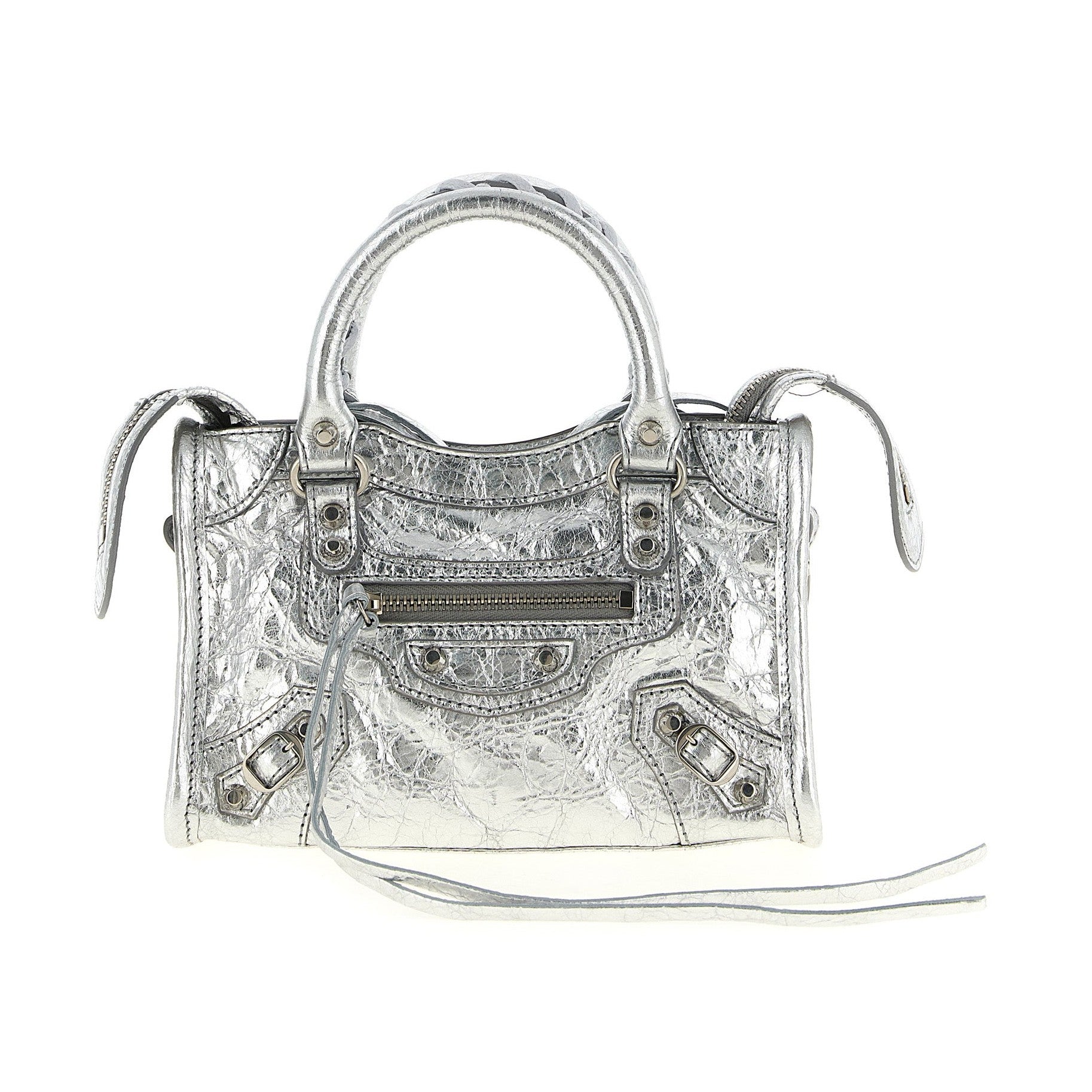 Silver Lamb Leather Crossbody Bag