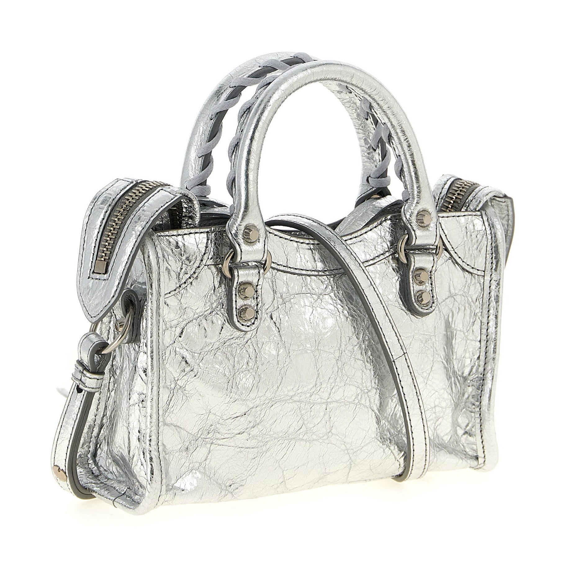 Silver Lamb Leather Crossbody Bag
