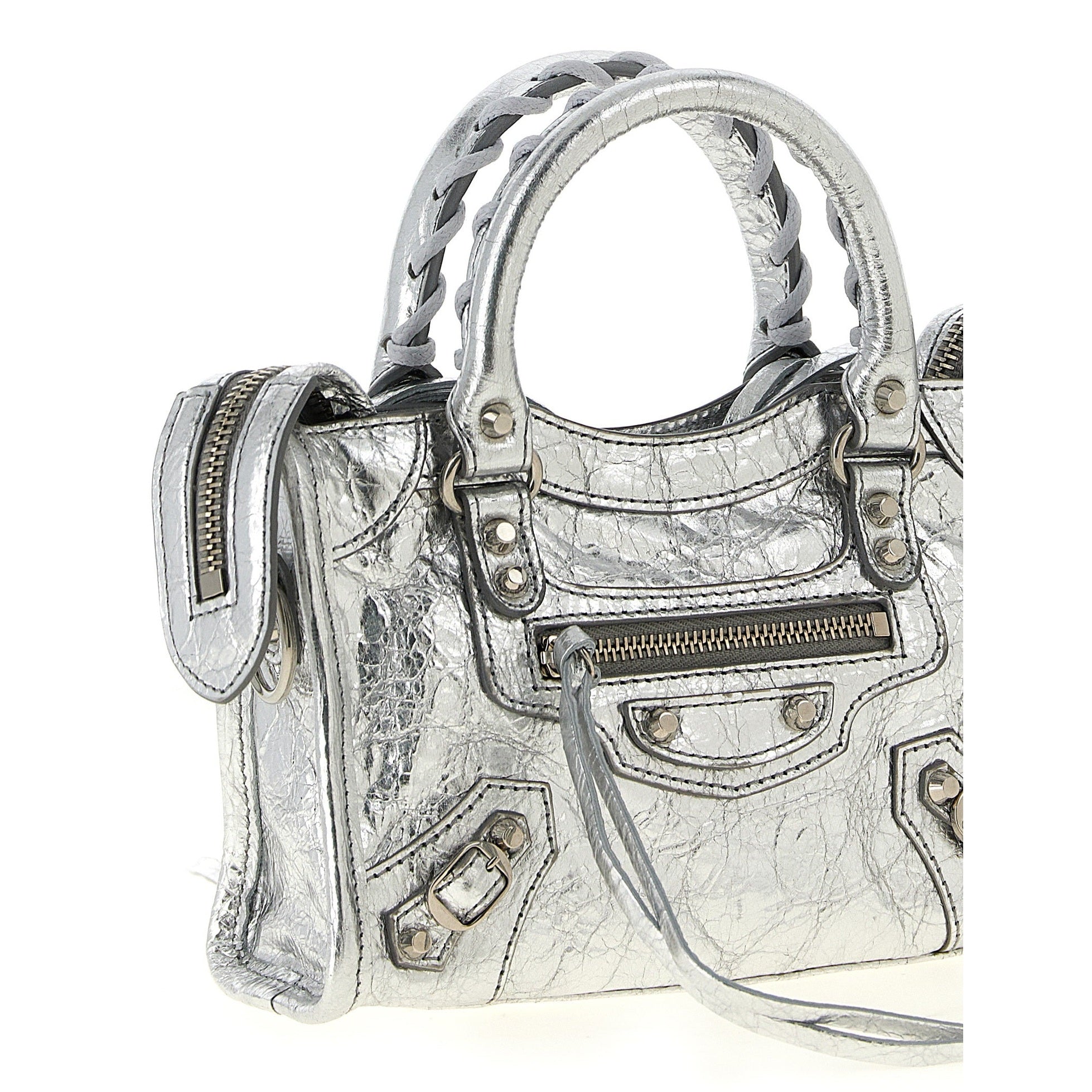 Silver Lamb Leather Crossbody Bag