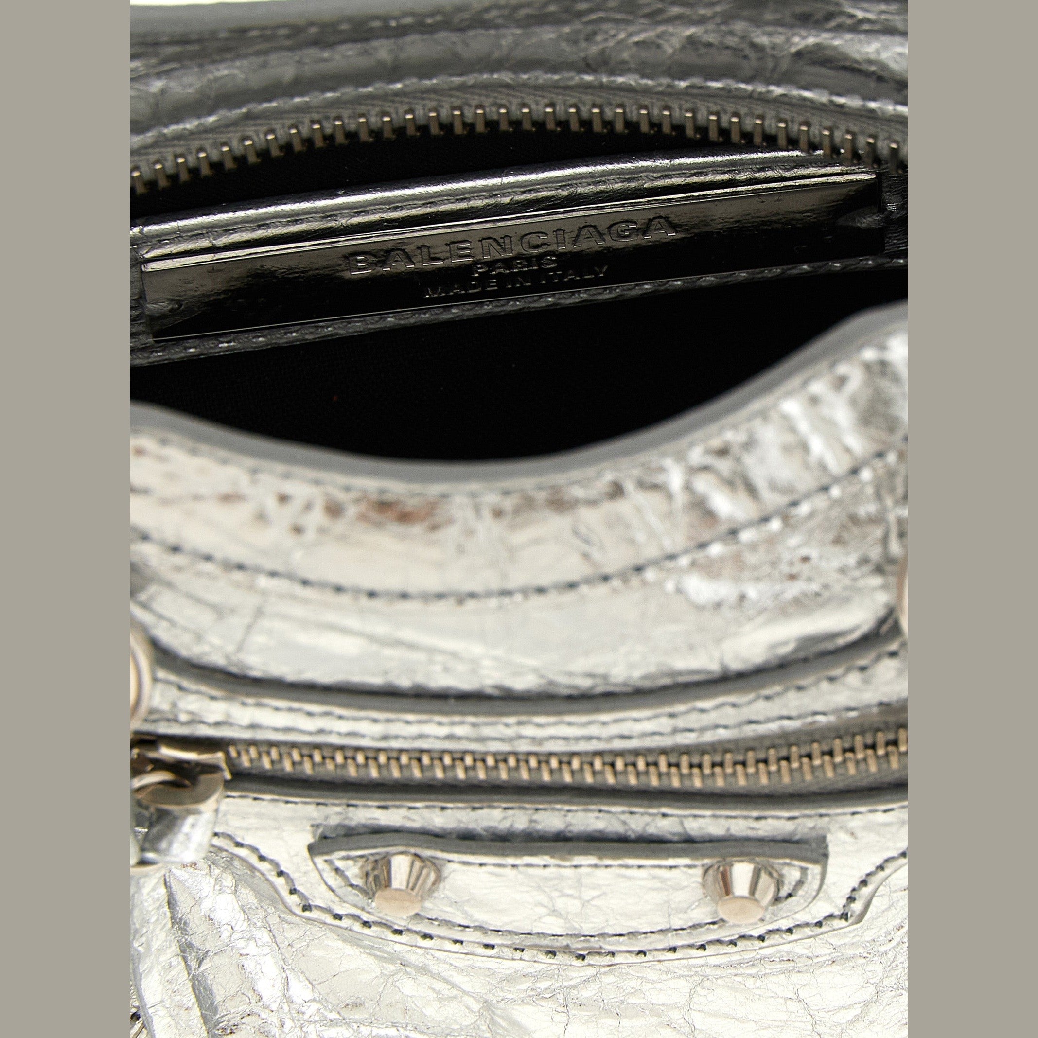 Silver Lamb Leather Crossbody Bag