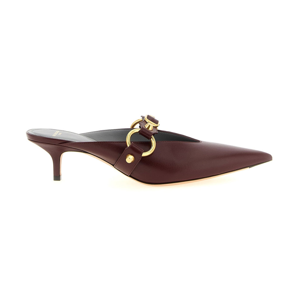 Bordeaux Calfskin Mid Heel Pumps