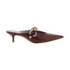 Bordeaux Calfskin Mid Heel Pumps