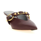 Bordeaux Calfskin Mid Heel Pumps