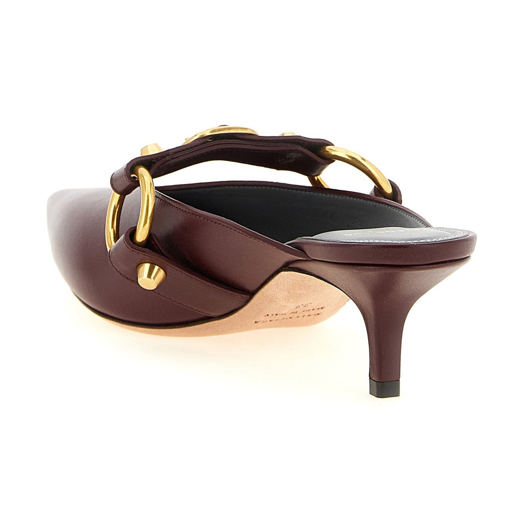 Bordeaux Calfskin Mid Heel Pumps