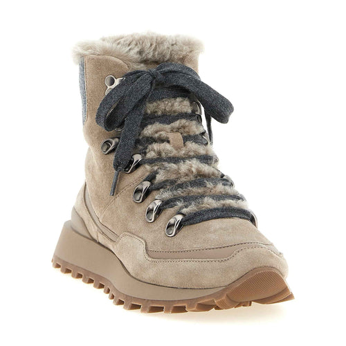Beige Calfskin Ankle Boots