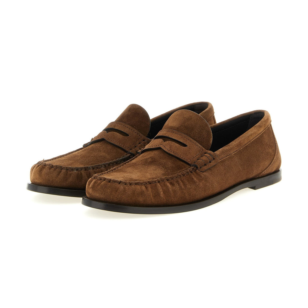 Brown Calfskin Slip-On Loafers