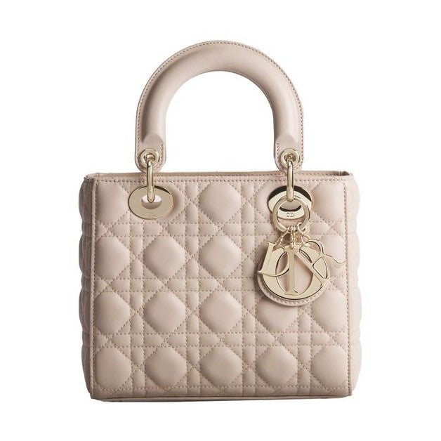 Beige Lamb Leather Shoulder Bag