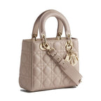 Beige Lamb Leather Shoulder Bag