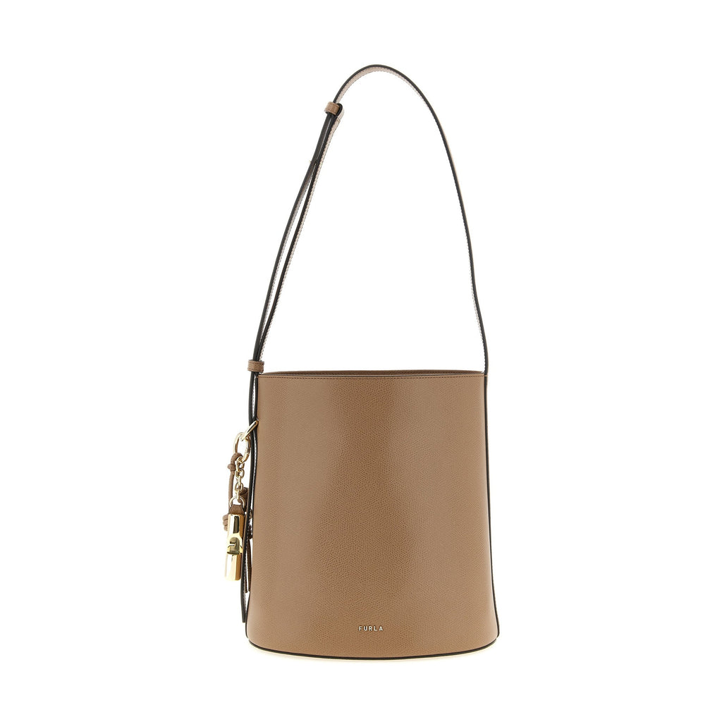 Beige Calfskin Shoulder Bag