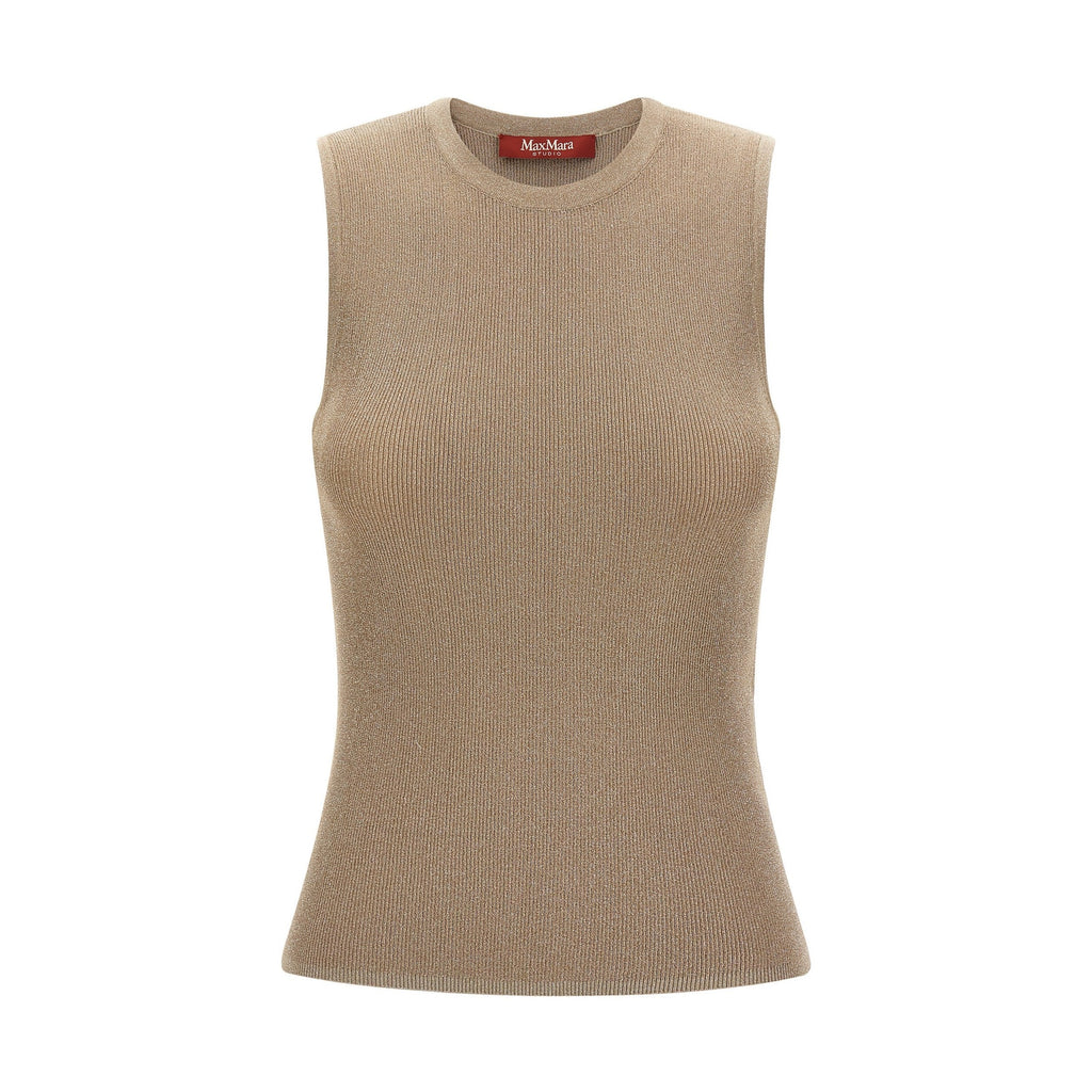Beige Polyamide Sleeveles T-Shirt
