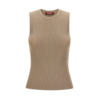 Beige Polyamide Sleeveles T-Shirt