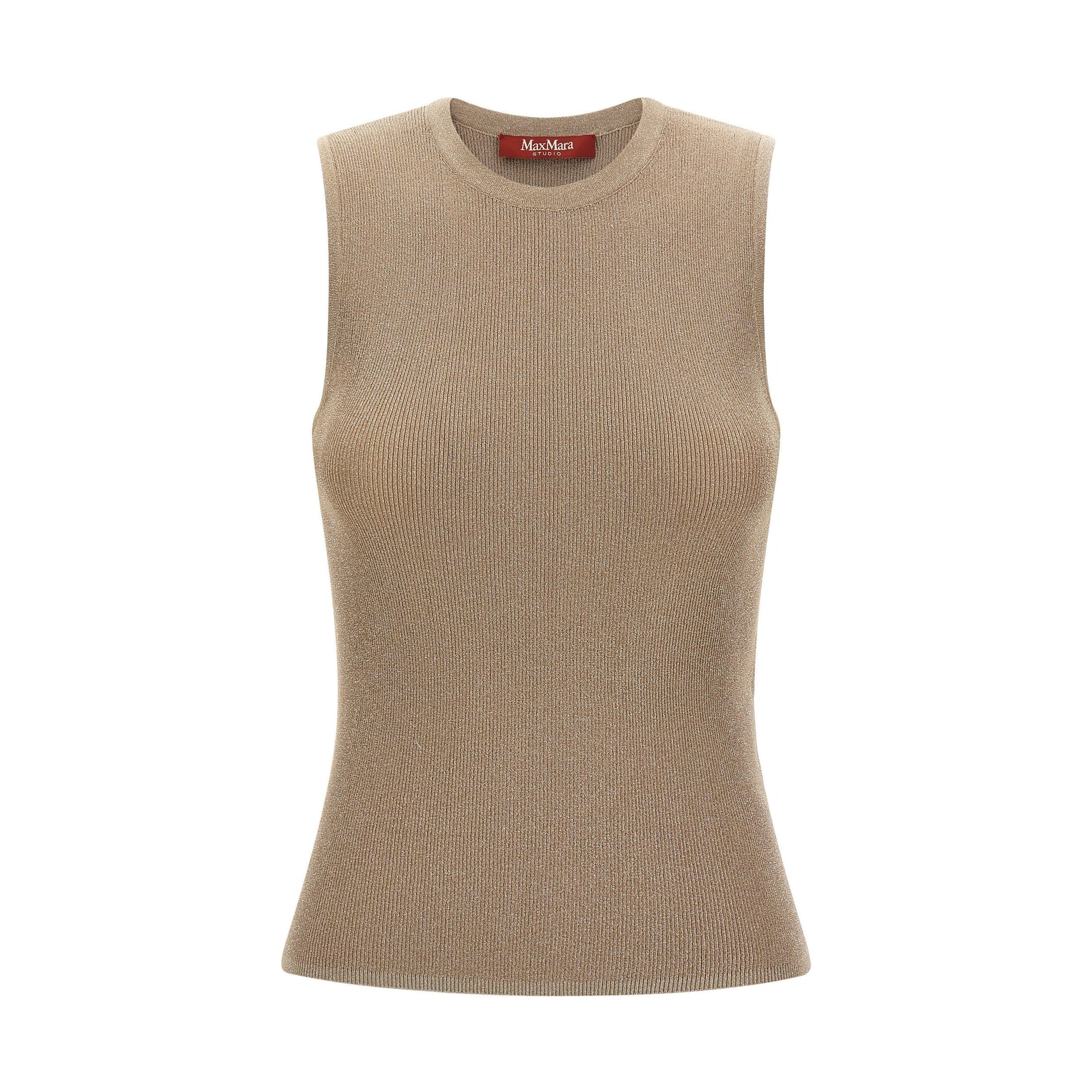 Beige Polyamide Sleeveles T-Shirt