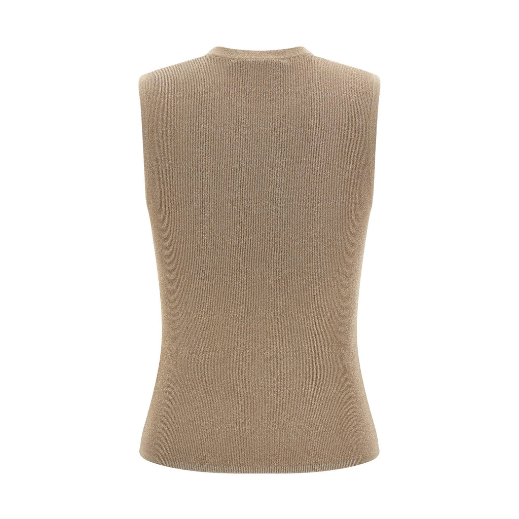 Beige Polyamide Sleeveles T-Shirt
