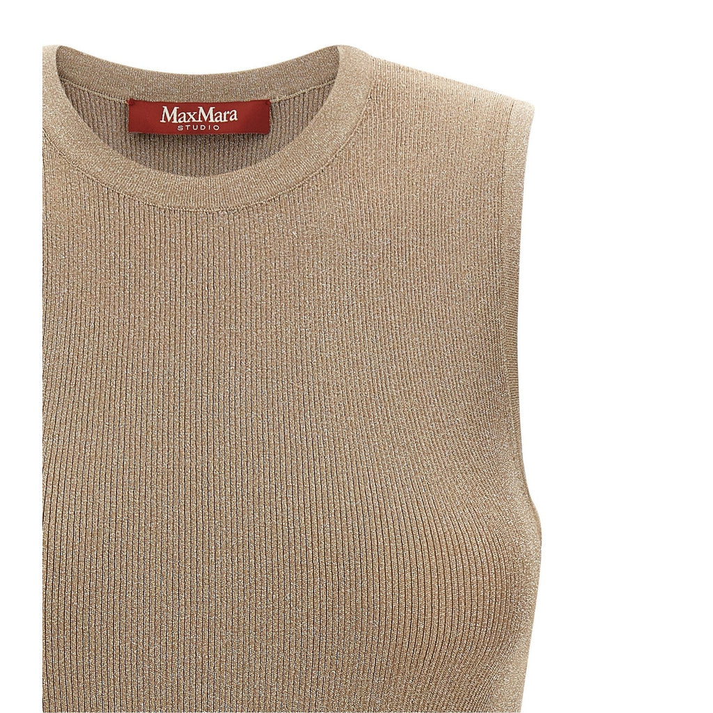 Beige Polyamide Sleeveles T-Shirt