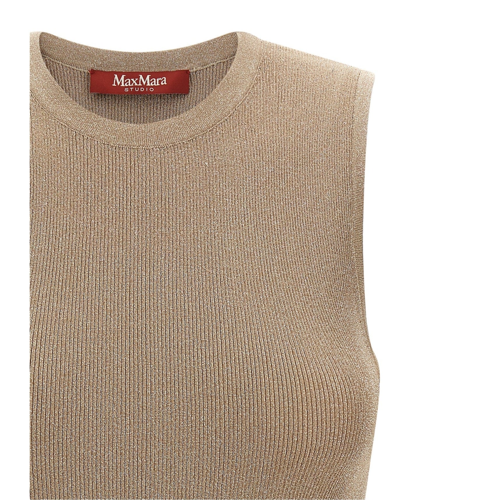 Beige Polyamide Sleeveles T-Shirt