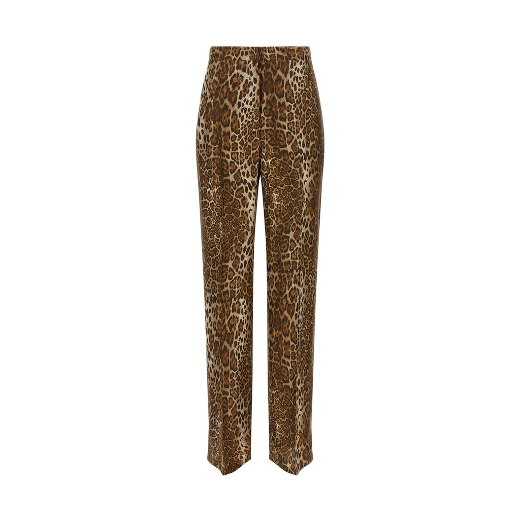 Brown Silk Casual Pants