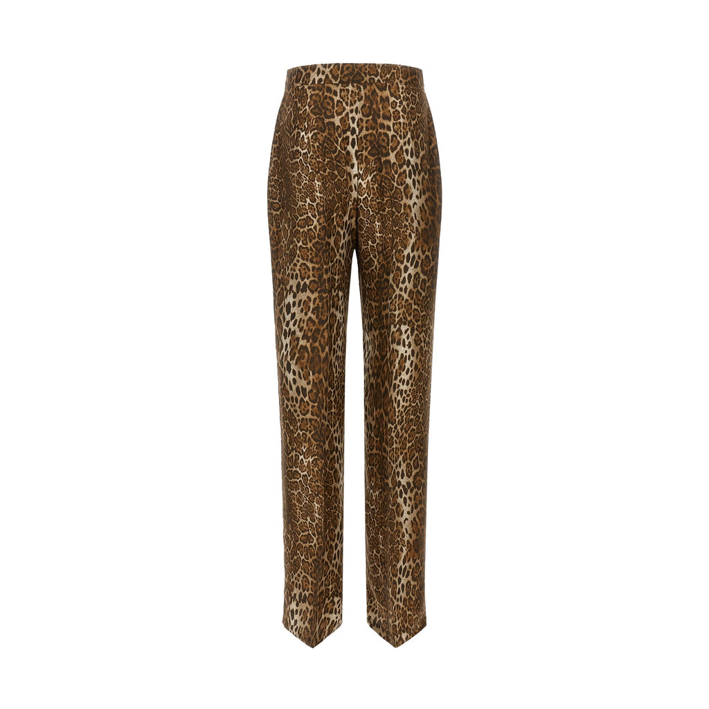 Brown Silk Casual Pants