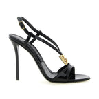 Black Calfskin Stiletto Heel Sandals