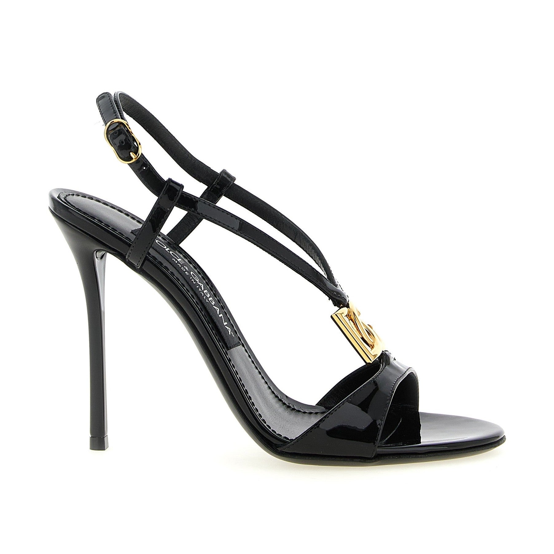 Black Calfskin Stiletto Heel Sandals