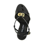 Black Calfskin Stiletto Heel Sandals